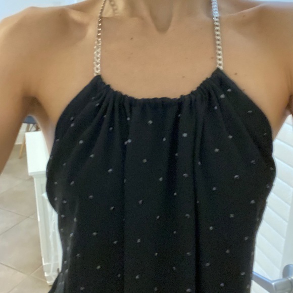 Black halter top, with silver chain strap - Picture 2 of 8